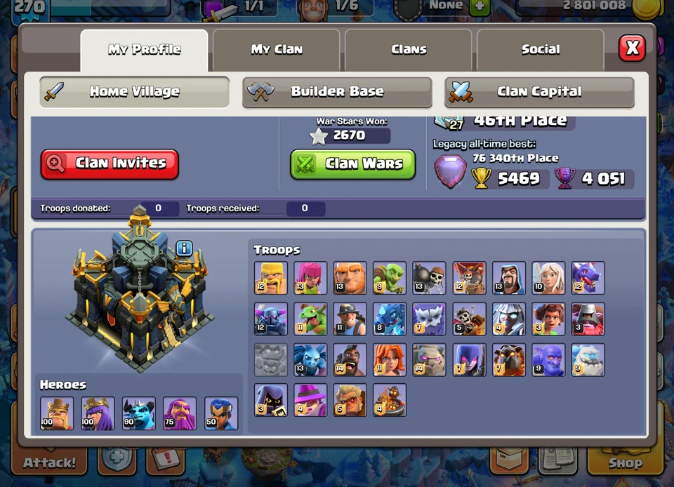 TH17 MAXED DEFENSE, LAB & HEROES 100-100-90-75-50 🔥24 Equipment Maxed 💎6K Gems - Image 4 of 4