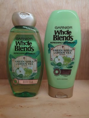 Garnier Whole Blends Shampoo + Conditioner Combo, Green apple and Green Tea