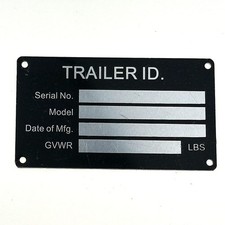 Blank Trailer Vin Id Plate - Customizable Data Tag For Serial Number Model Mfg Blank Trailer Vin Id Plate - Customizable Data Tag For Serial Number Model Mfg