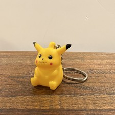 Pikachu Pok mon Keychain Keyring Yellow Plastic  Metal Figure
