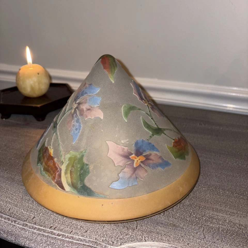FABULOUS ART DECO Acid Etched Glass Gnome Lamp Shade Antique 10”x 8” Rare! - Image 3 of 4