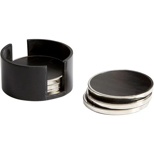 Cyan Design 09791 Jameson Nickel And Black Coasters, Set of 7 - Picture 1 of 2