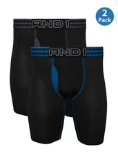 AND1® Men's Longer Length Performance Boxer Briefs, 2 Pack Large