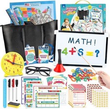 Pretend Play Teacher Set for Kids with Numbers Bell Whiteboard Learning Cl