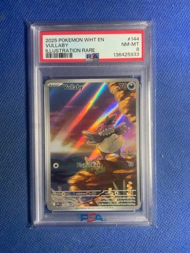 VULLABY #144 ILLUSTRATION RARE 2025 POKEMON WHT EN WHITE FLARE PSA 8