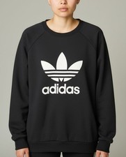 Adidas Originals Black Sweatshirt With White Trefoil Logo Womens Size Medium