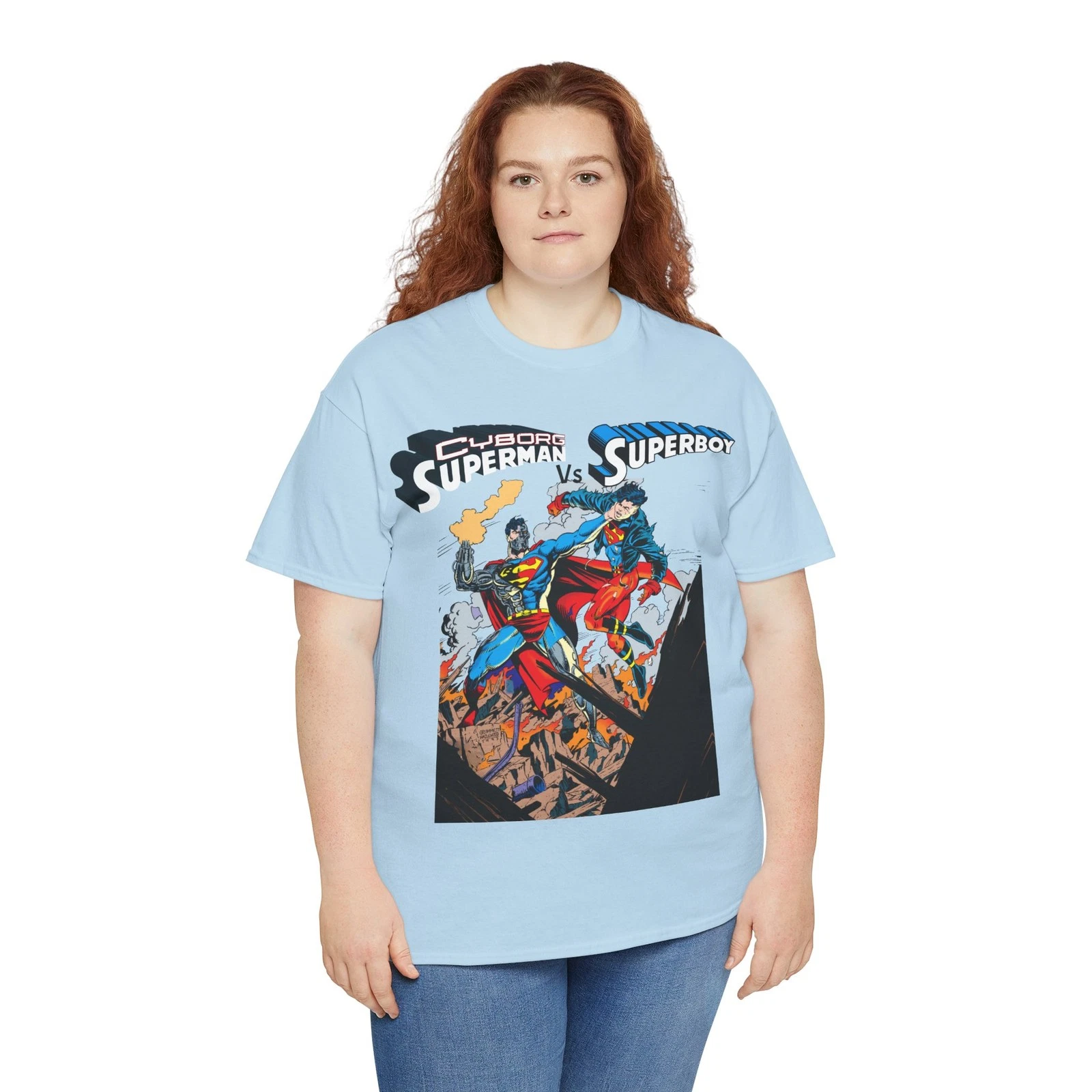 Cyborg Superman Vs Superboy T-Shirt - Tom Grummett Art - DC Comics