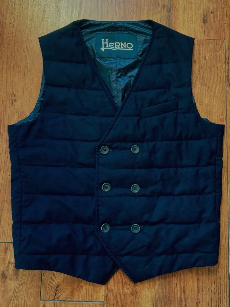 Herno Black Down Vest Double Button Lightweight S… - image 1
