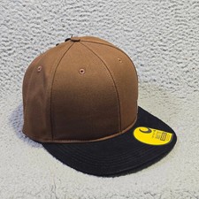 Carhartt Flat Brim Canvas Baseball Hat Mens OS Cap Brown Black Snap Back NWT