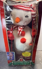 Animated Skiing Snowman Telco Motion-Ette Plush Figure 24" RARE  FREE SHIP VIDEO