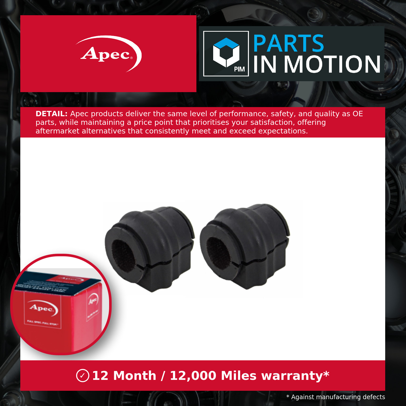 Wishbone / Control / Trailing Arm Bush Front Left or Right AST8050 Apec Mounting