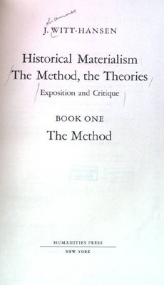 Historical materialism: method - theories, exposition and critique. (book one) W