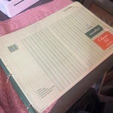 Columnar Pad 13 Columns, 11 x 16.375" 50-Sheets, Green  Stuart Hall #1513 3 Hole