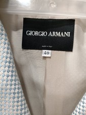 Giorgio Armani Women's Light Blue Geometric Silk Cotton Blazer Jacket Size 40