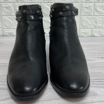 Halogen Lidia Ankle Booties WMNS 8M Genuine Leather Black Studded Moto Zip Ankle - Image 1 of 4