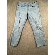 Denizen From Levi's Straight Crop Jeans Womens 9 Blue Low Rise Raw Hem Casual