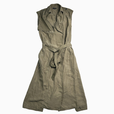 Rag & Bone New York Women Sleeveless Trench Dress Olive Green Belted Utility Sm