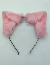 Cute Cat Ears Headband Long Fur Fox Ears Cosplay Headband Pink 