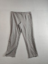 T Tahari Women Pant L Gray Flat Front Straight Leg Mid Rise Stretch Pull On