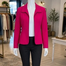 Tahari Women Blazer Magenta Pink Black Contrast Piping Professional Size 10