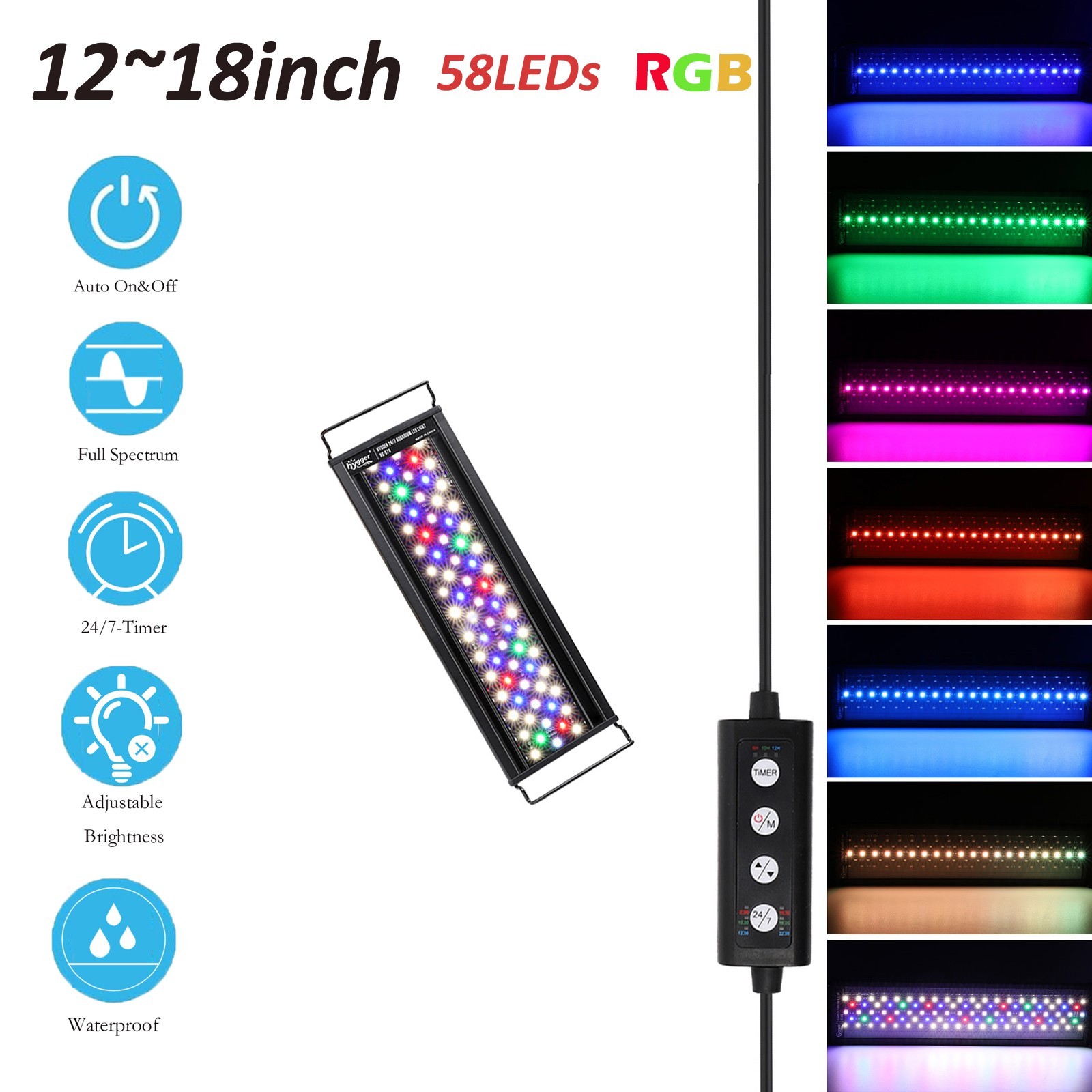 hygger LED Aquarium Light Blue&White FOWLR 12"/18"/24"/30"/36"/48"