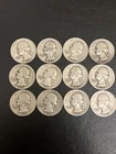 1944 Washington Quarter Lot Of 12 Coins 90% Silver