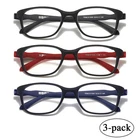 3 Pairs Blue Light Blocking Reading Glasses Square Lightweight Men Women 1.0-4.0