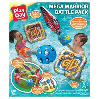 PLAY DAY MEGA WARRIOR BATTLE PACK-Inflatable Sword/Mace-Multicolor Ages 5+ NIB