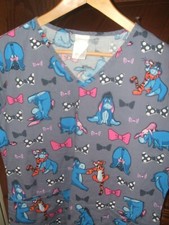 Disney's Eeyore Tigger Grey Scrub top ;Ladies Small