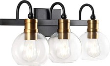 JONATHAN Y 3-Light Iron/Glass Rustic Vintage LED Vanity Light