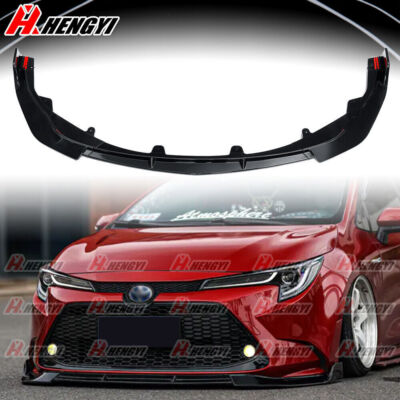Front Lip Splitter Gloss Black For Toyota Corolla Sedan LE XLE 2020+
