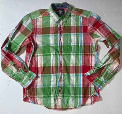 Preowned- By H&M Fitted Button Front Short Sleeve Shirt Mens (Size  M)