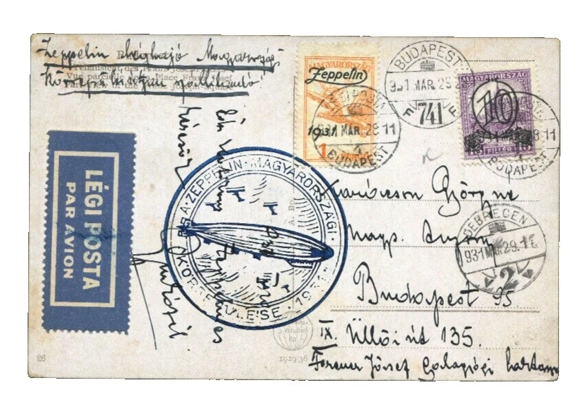 Historia Postal de la aviación Sellos húngaro