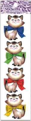 Violette Stickers 2 Sheets Cute Cats Kittens Large Colorful Bow Ties Smiles