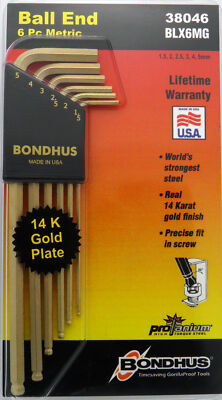 Metric Hex Balldriver LNGArm L-Wrench Set 6pcs 1.5mm-5mm Goldguard Bondhus38046