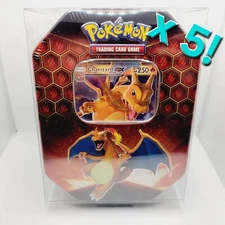 5x Pokemon Tin Protective Case -Plastic Protector Display - Fits Hidden Fates