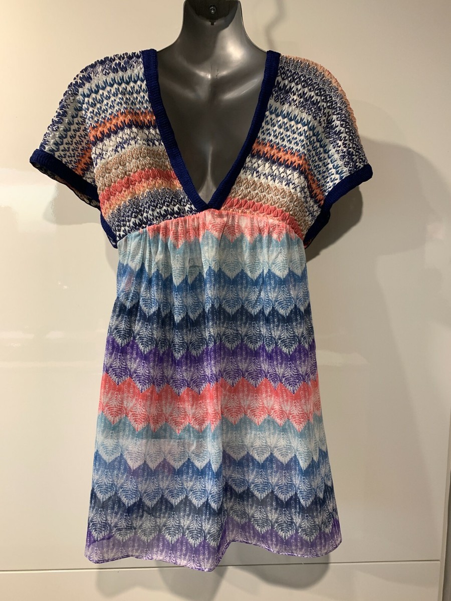 MISSONI Italy Vintage Zig Zag V-Neck Dress, Knit Bodice MISSONI Italy Vintage Zig Zag V-Neck Dress, Knit Bodice