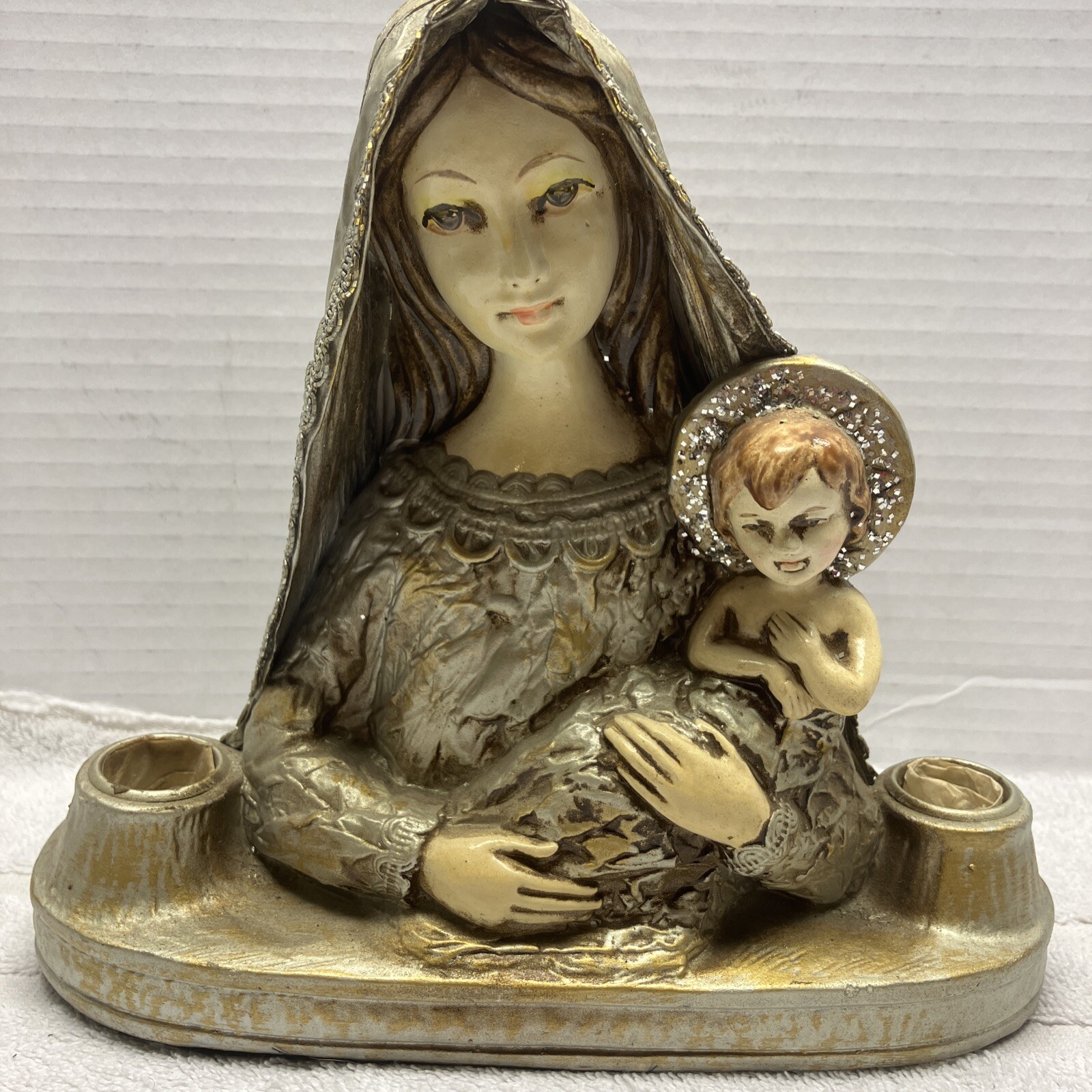 Vintage Mary And Baby Jesus 3 Candle Holder Parma By AAI Made In Japan