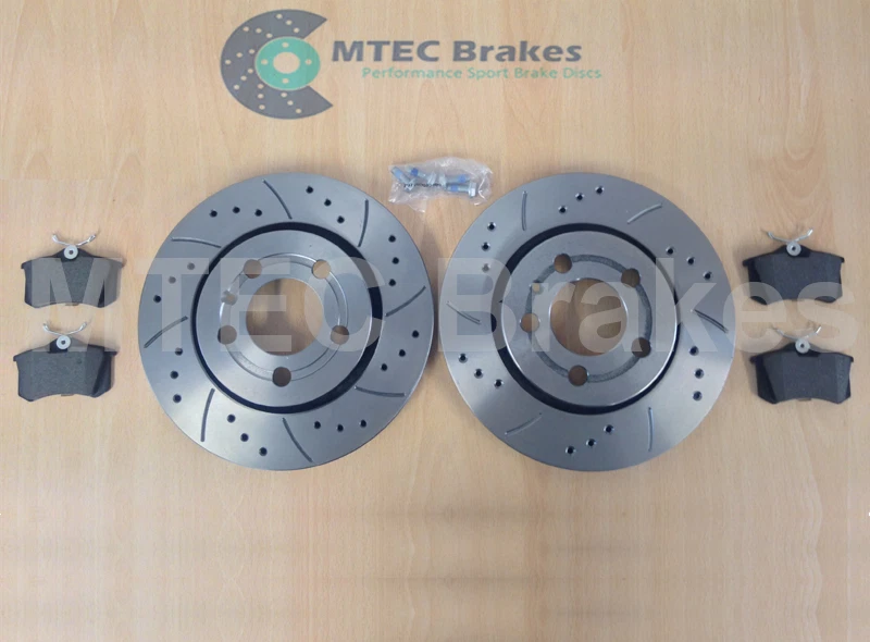 Audi TT 1.8T 225bhp 99-05 Front Rear MTEC Drilled Grooved Brake Discs & Pads - Image 3 of 4