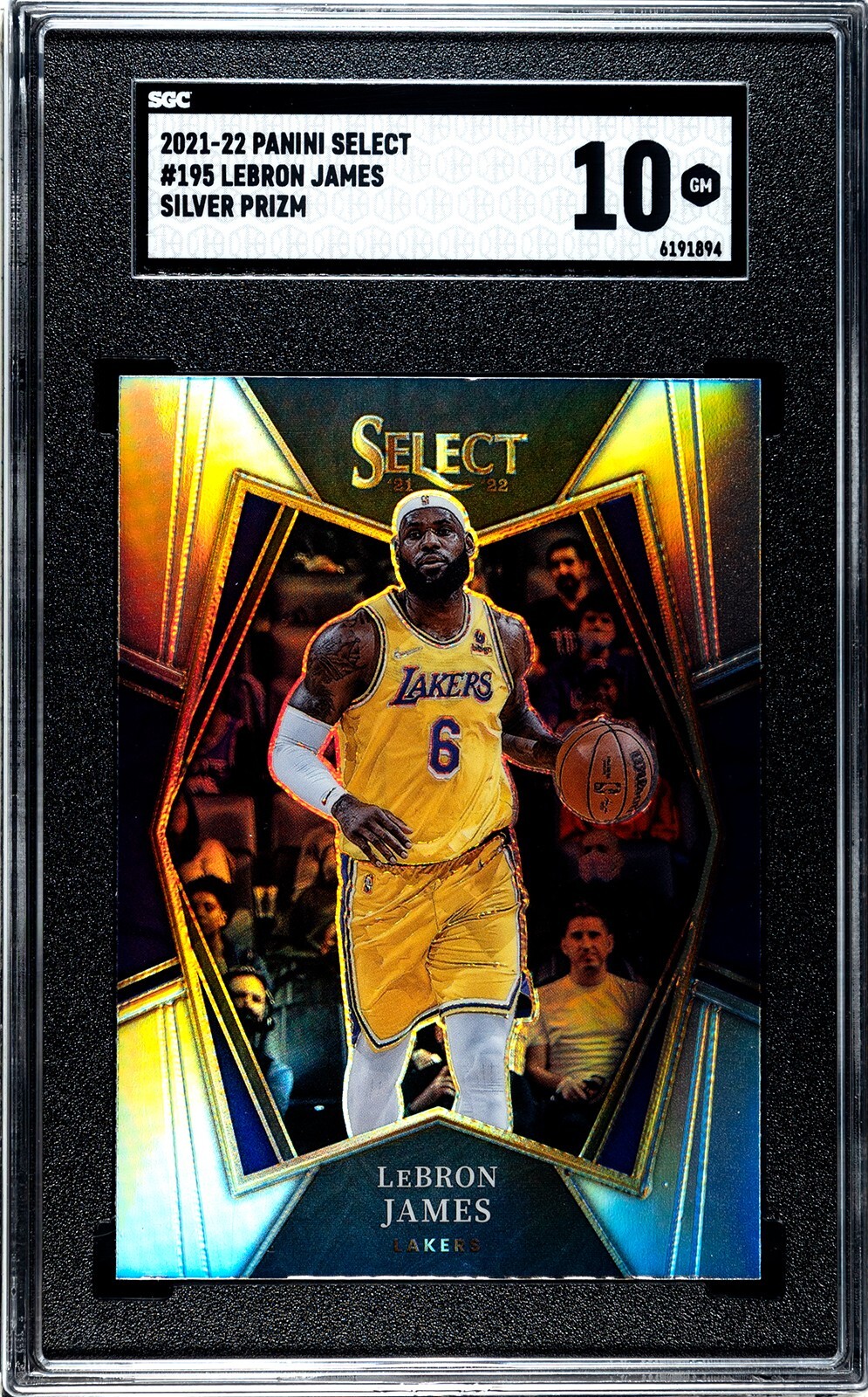 2021-22 Select LeBron James Premier Level Silver Prizm #195 SGC 10 GEM 💎