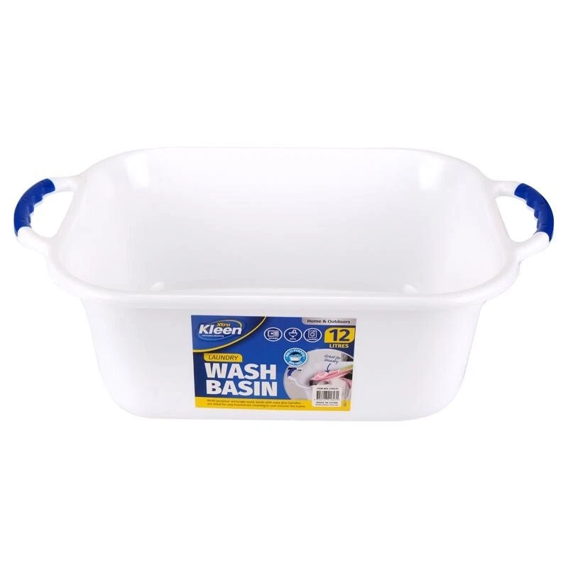 2PK Wash Basin Rectangular with Handles Laundry Washing Tub Cleaning Cleaner 12L