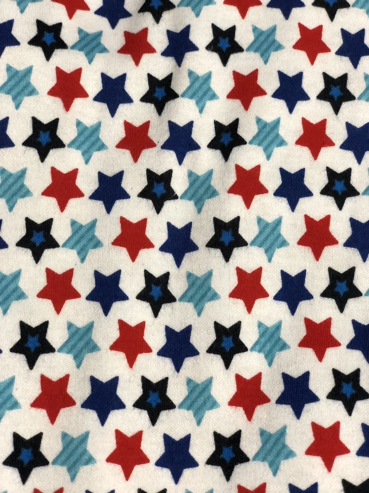 Manta Patriótica Americana Bebé Algodón Tejido Borde Azul -Hecha a Mano- Estrellas Foto 3 de 3