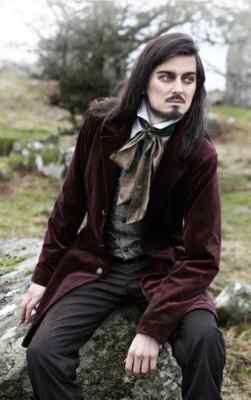 Men's Brown Victorian style Velvet Frock Coat with Fast shipping