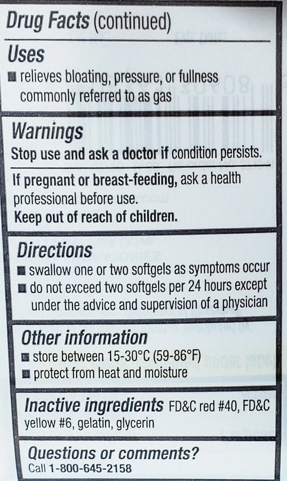 Rugby Simethicone Gas Relief 180mg 60ct - 6 Pack - Expiration Date 08-2027 - Image 3 of 3