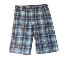 Gymboree Boys Green  Navy Plaid Shorts Sz 12 EUC