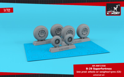 Armory AW72358 1/72 B-29 Superfortress late production wheels w/ weighted (GS)