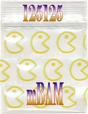 100 PACK YELLOW PACMAN 152125 Apple Zip Baggies 1.25X1.25" Mini PACMAN ARCADE