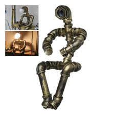 Retro Lights Table Robot Lamp Industrial Water Pipe Steampunk Copper gifts cool