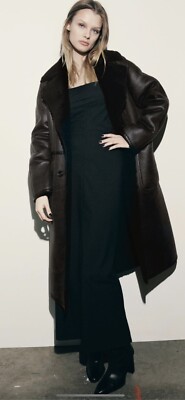 100% Authentic ZARA Brown Faux Fur Coat Size: M | eBay