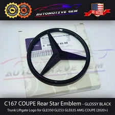 C167 COUPE Mercedes GLOSS BLACK Star Emblem Rear Trunk Lid Badge AMG GLE53